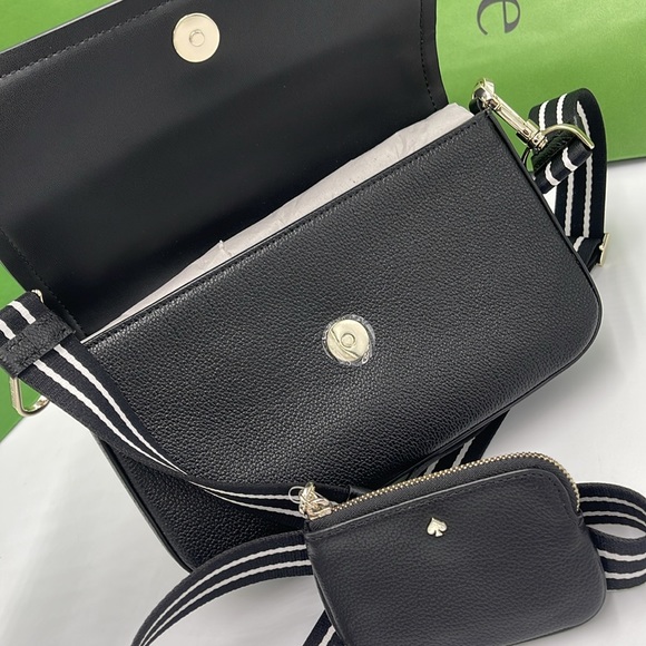 KATE SPADE Rosie Pebble Leather Small Flap Crossbody Black NWT - Picture 13 of 16